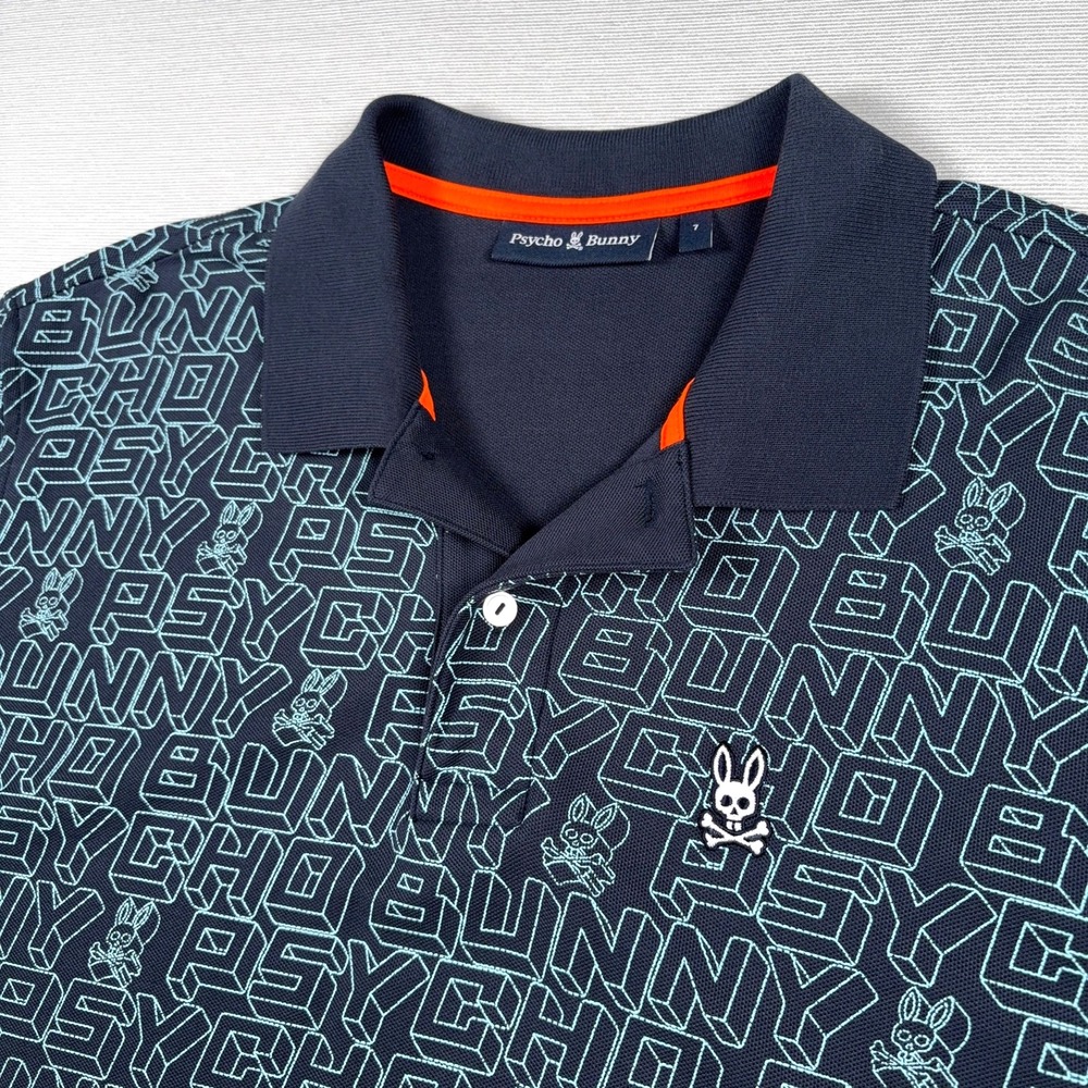Psycho Bunny Polo Shirt Mens Size 7 (US XL) Blue Cotton Short Sleeve